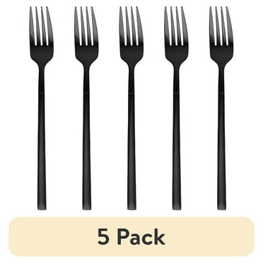 (5 pack) Thyme & Table Stainless Steel Arden Salad Fork, Black