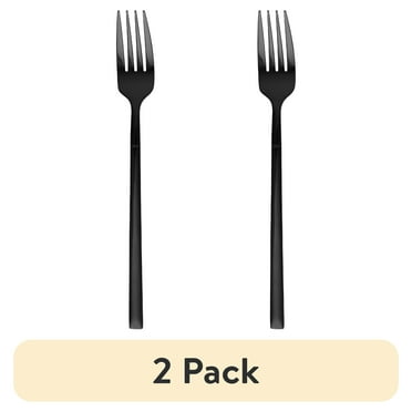 (2 pack) Thyme & Table Stainless Steel Arden Dinner Fork, Black