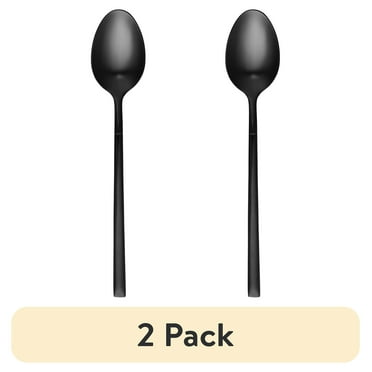 (2 pack) Thyme & Table Stainless Steel Arden Dinner Spoon, Black