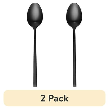 (2 pack) Thyme & Table Stainless Steel Arden Tea Spoon, Black