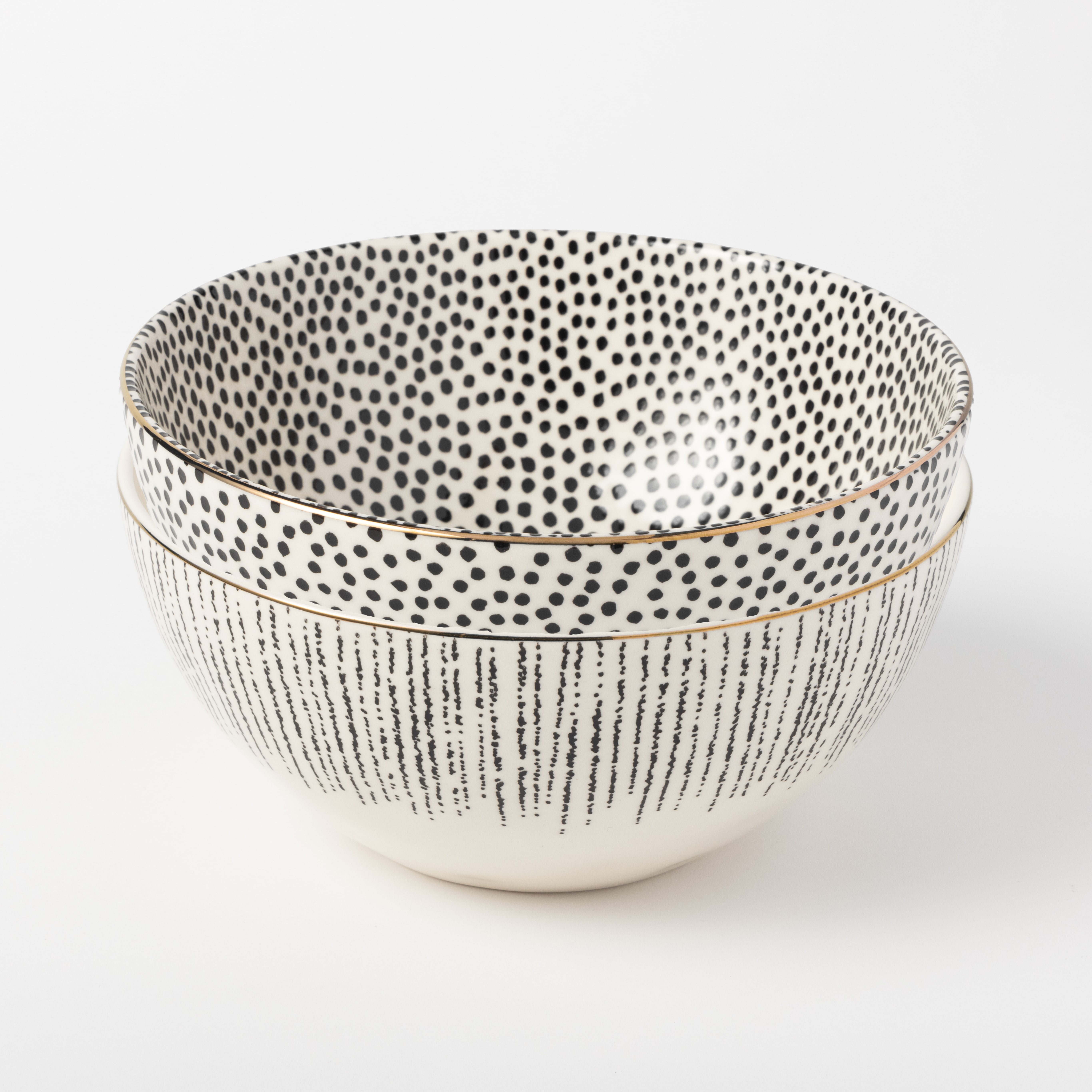 Thyme & Table Assorted Dot and Riley Ceramic Large Bowls Set 2-Piece Serving Dishes - Walmart.com
