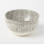 Thyme & Table Assorted Dot & Riley Collection, 2-Piece Stoneware Large Bowls