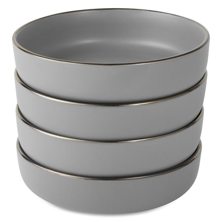 Thyme & Table Ava 4-Pack Ceramic Low Bowls Gray