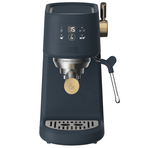 Thyme & Table Barista Mini Espresso Machine with 15-Bar Pressure and Steam Wand, Atlantic Blue