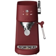 Thyme & Table Barista Mini Espresso Machine with 15-Bar Pressure and Steam Wand, Cabernet Red