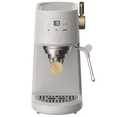 thumbnail interactive-video image 1 of Thyme & Table Barista Mini Espresso Machine with 15-Bar Pressure and Steam Wand, Sand White, 1 of 11