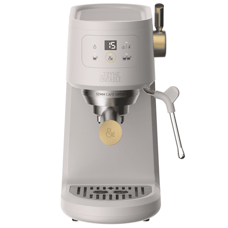 Thyme & Table Barista Mini Espresso Machine with 15-Bar Pressure and Steam Wand, Sand White