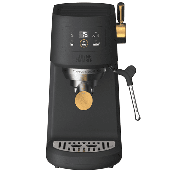 Thyme & Table Barista Mini Espresso Machine with 15-Bar Pressure and Steam Wand, Slate Grey