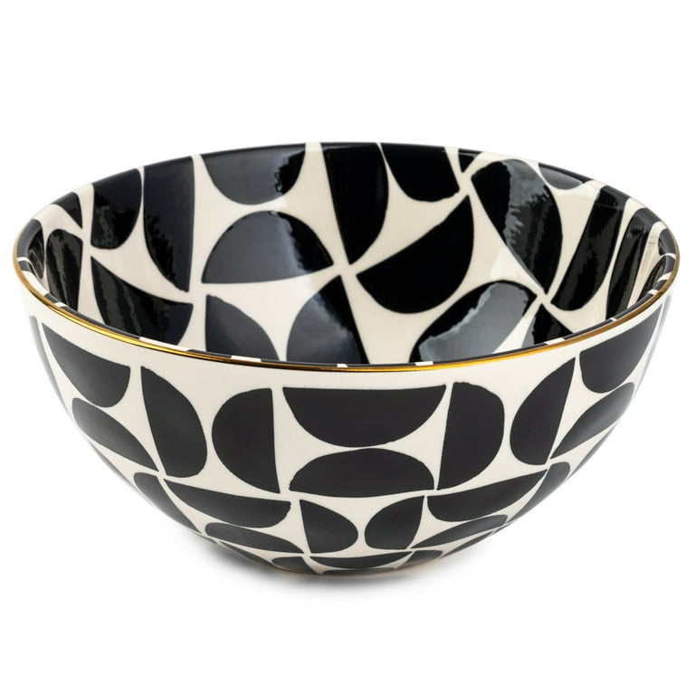 Thyme & Table Dinnerware Black & White Dot Stoneware Round Bowl -  Walmart.com