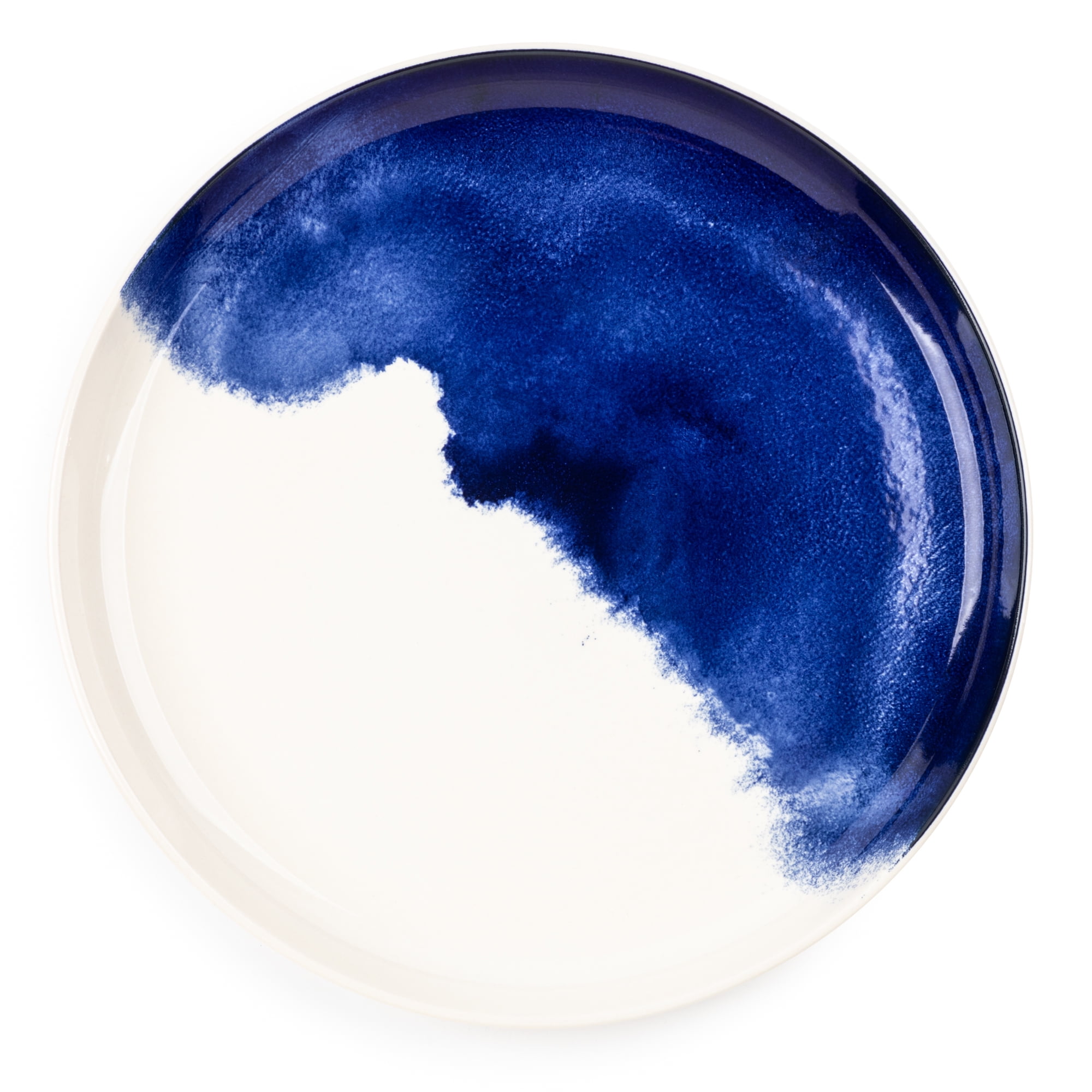 Thyme & Table Blue Drip Stoneware Round Dinner Plate