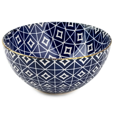 Thyme & Table Blue Geo Stoneware Large Round Bowl
