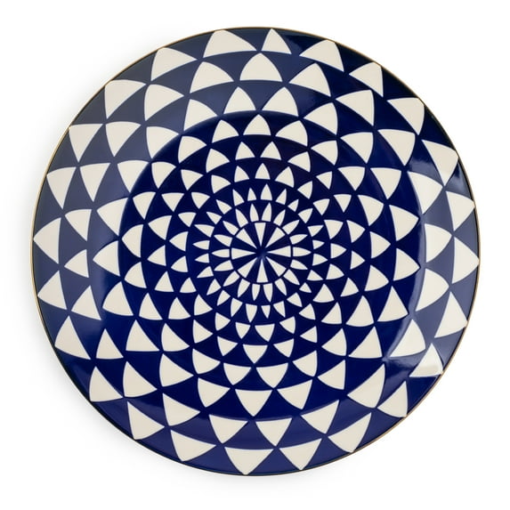 Thyme & Table Blue Medallion Stoneware Round Dinner Plate