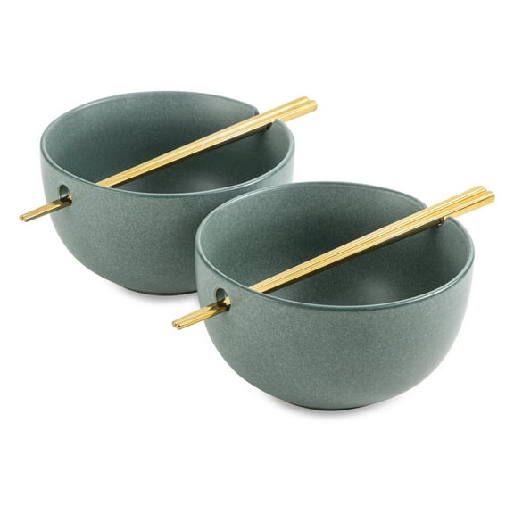 Thyme & Table Caspian Collection, 2 Pack Ramen Bowl Set with Chopsticks