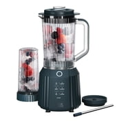 Thyme & Table Countertop Blender Duo, 1100W, 57oz Tritan Pitcher, 6-Point Stainless Steel Blade, 25oz To-Go Cup with Smart Seal  Lid and Straw, Atlantic Blue