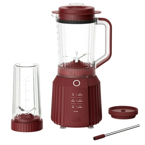 Thyme & Table Countertop Blender Duo, 1100W, 57oz Tritan Pitcher, 6-Point Stainless Steel Blade, 25oz To-Go Cup with Smart Seal™ Lid and Straw, Cabernet Red