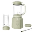 thumbnail interactive-video image 1 of Thyme & Table Countertop Blender Duo, 1100W, 57oz Tritan Pitcher, 6-Point Stainless Steel Blade, 25oz To-Go Cup with Smart Seal™ Lid and Straw, Eucalyptus Green, 1 of 16
