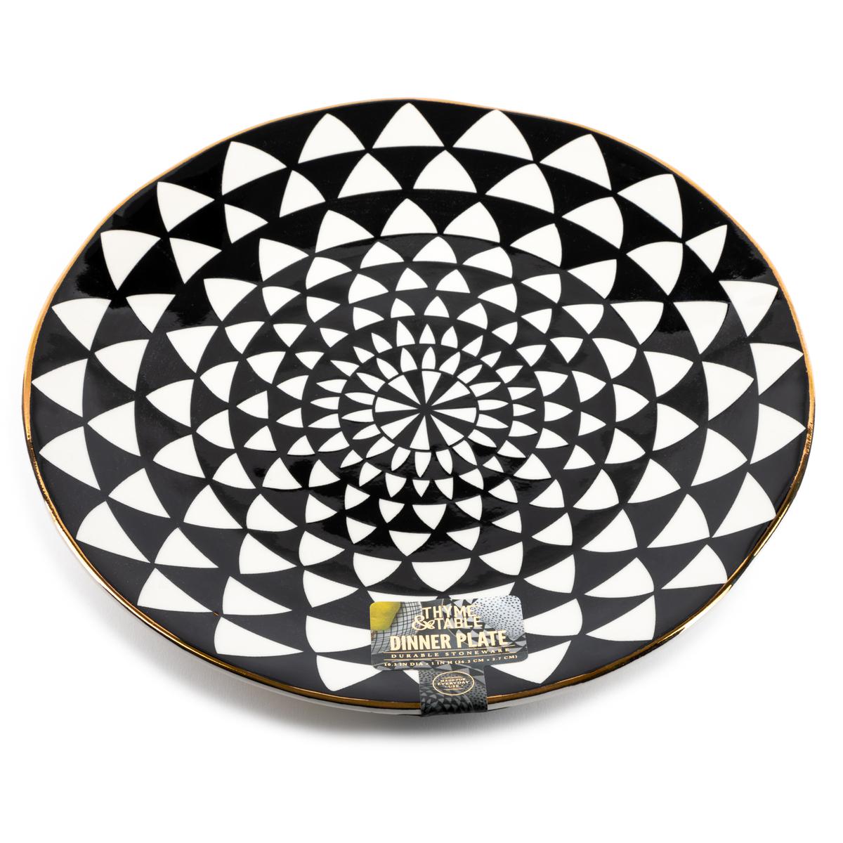 Thyme & Table Dinner Medallion, Black and White, Size: 10.31 inch
