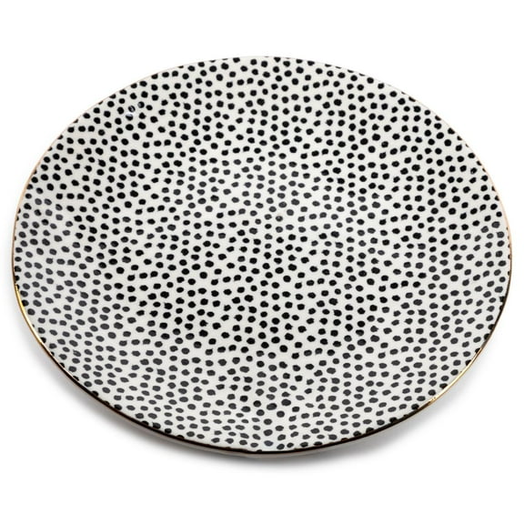 Thyme & Table Dot Ceramic Salad Plate Black and White