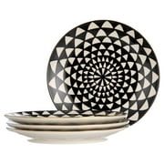 Thyme & Table Dinnerware Black & White Medallion Stoneware Salad Round Plates 4 Count