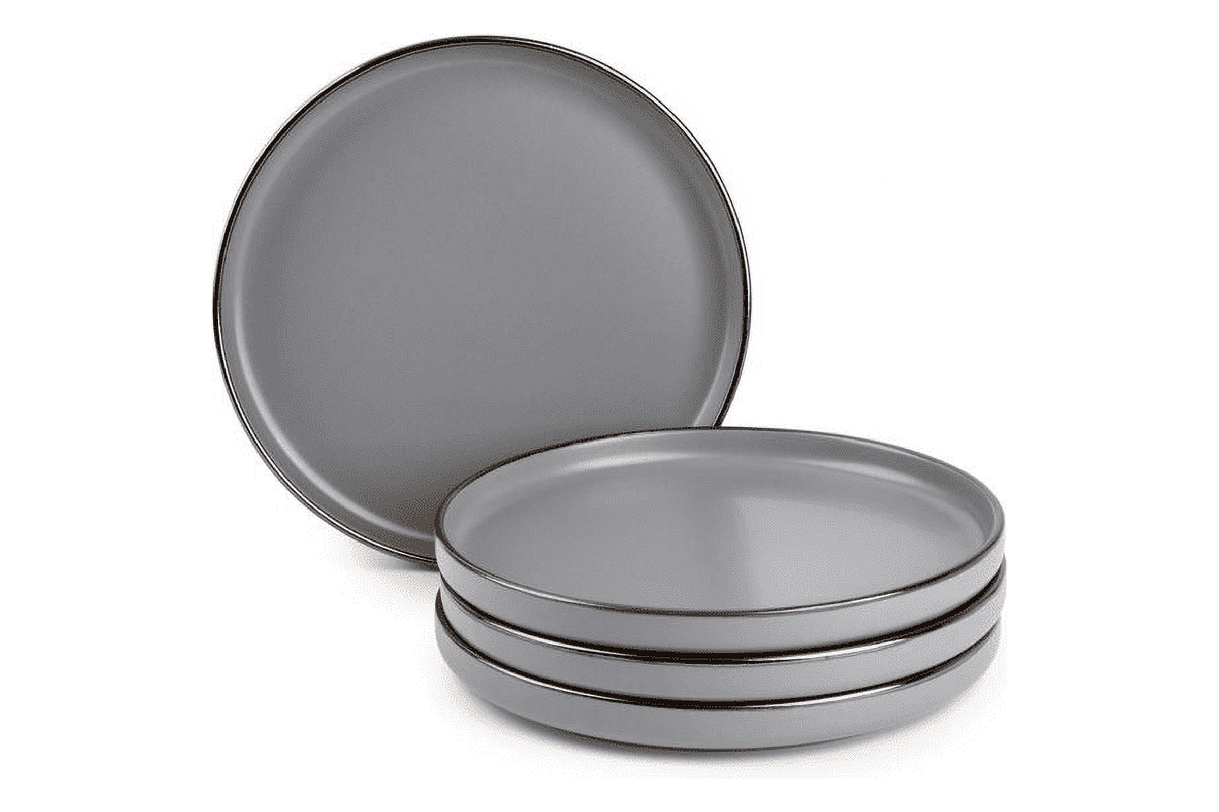 Thyme & Table Dinnerware Gray Ava Stoneware Salad Round Plates, 4 Pack