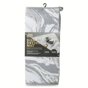 Thyme & Table Dish Drying Mat, White and Gray Marble Print