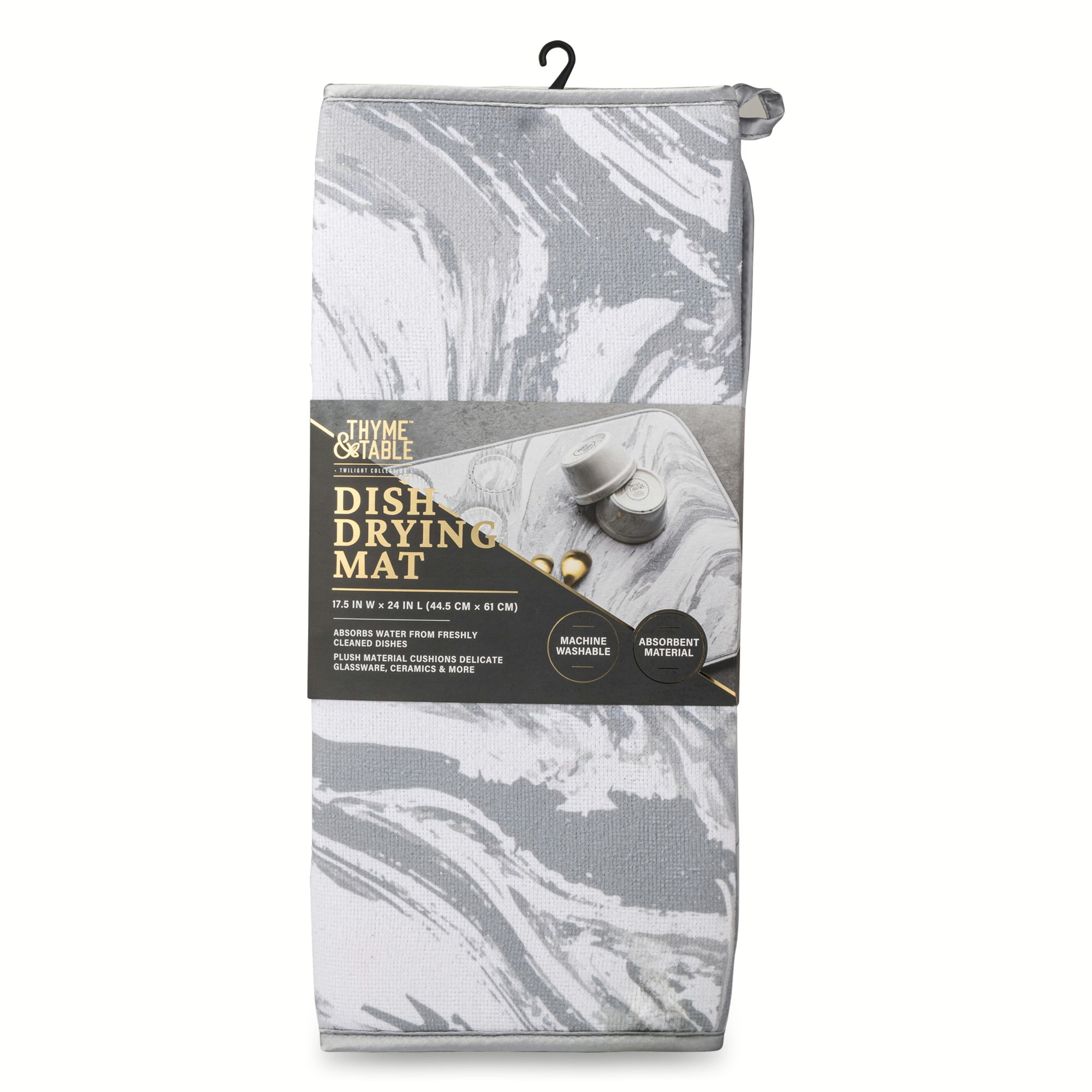 Thyme & Table Dish Drying Mat, White and Gray Marble Print - Walmart.com