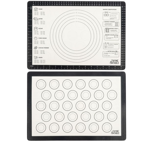 Thyme & Table Double-Sided Easy Clean Silicone Baking Mat with Measurements, 11.6" x 16.6"