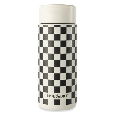 Thyme & Table Stainless Steel Coffee Tumbler, 22 fl oz, Cream & Black Check