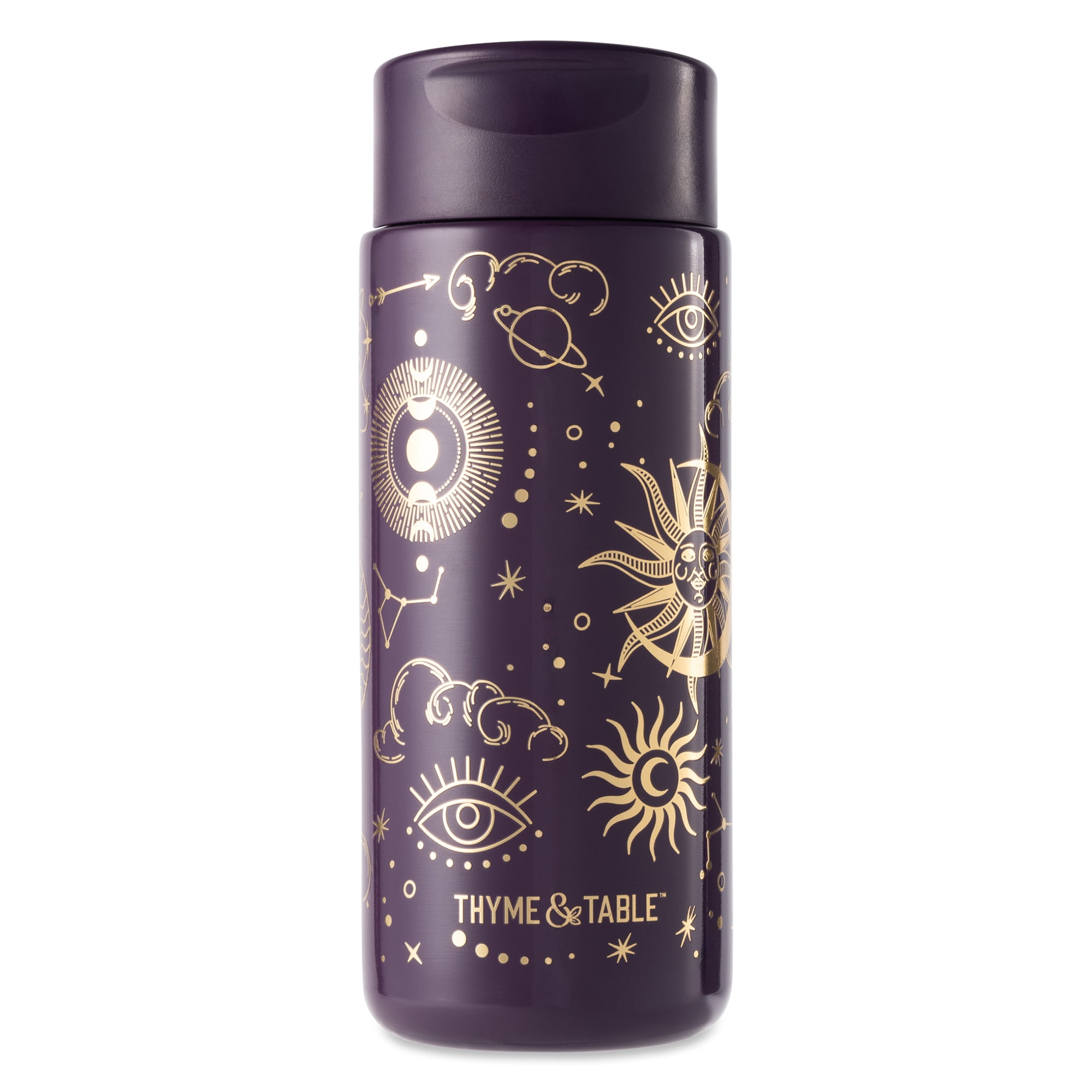 Thyme & Table 22 fl oz Stainless Steel Coffee Tumbler, Purple & Gold Celestial