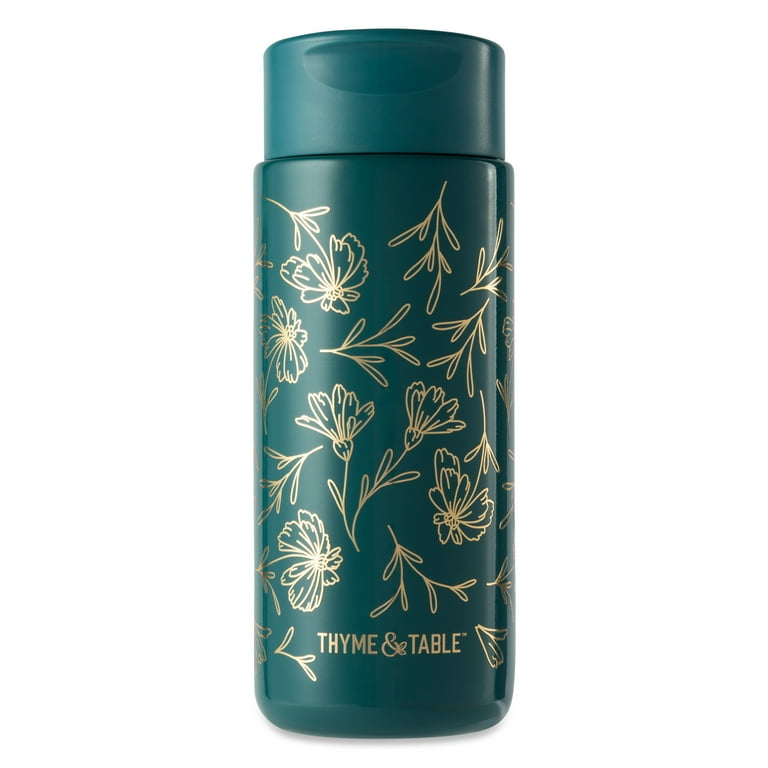 Thyme & Table 22 fl oz Stainless Steel Coffee Tumbler, Teal & Gold