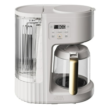 Thyme & Table 12-Cup Programmable Drip Coffee Maker with 60oz Water Reservoir, 4 Brew Modes, and Warming Plate, Sand White
