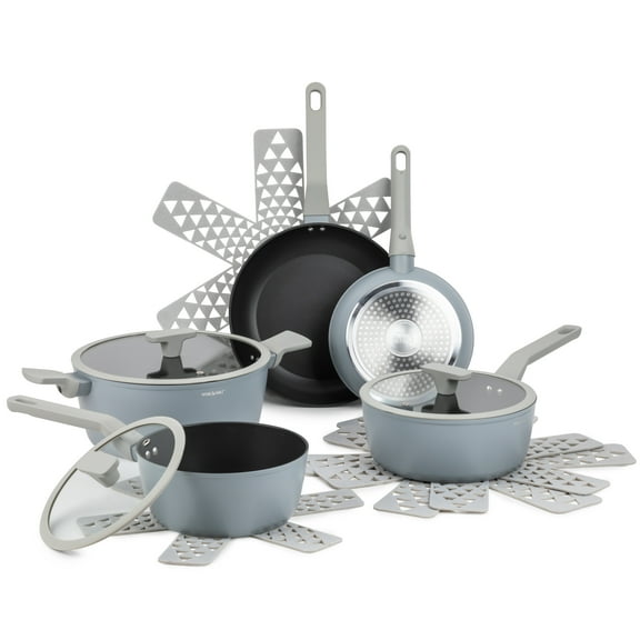 Thyme & Table 12 Piece Non-Stick Eden Cookware Set - Cool Grey