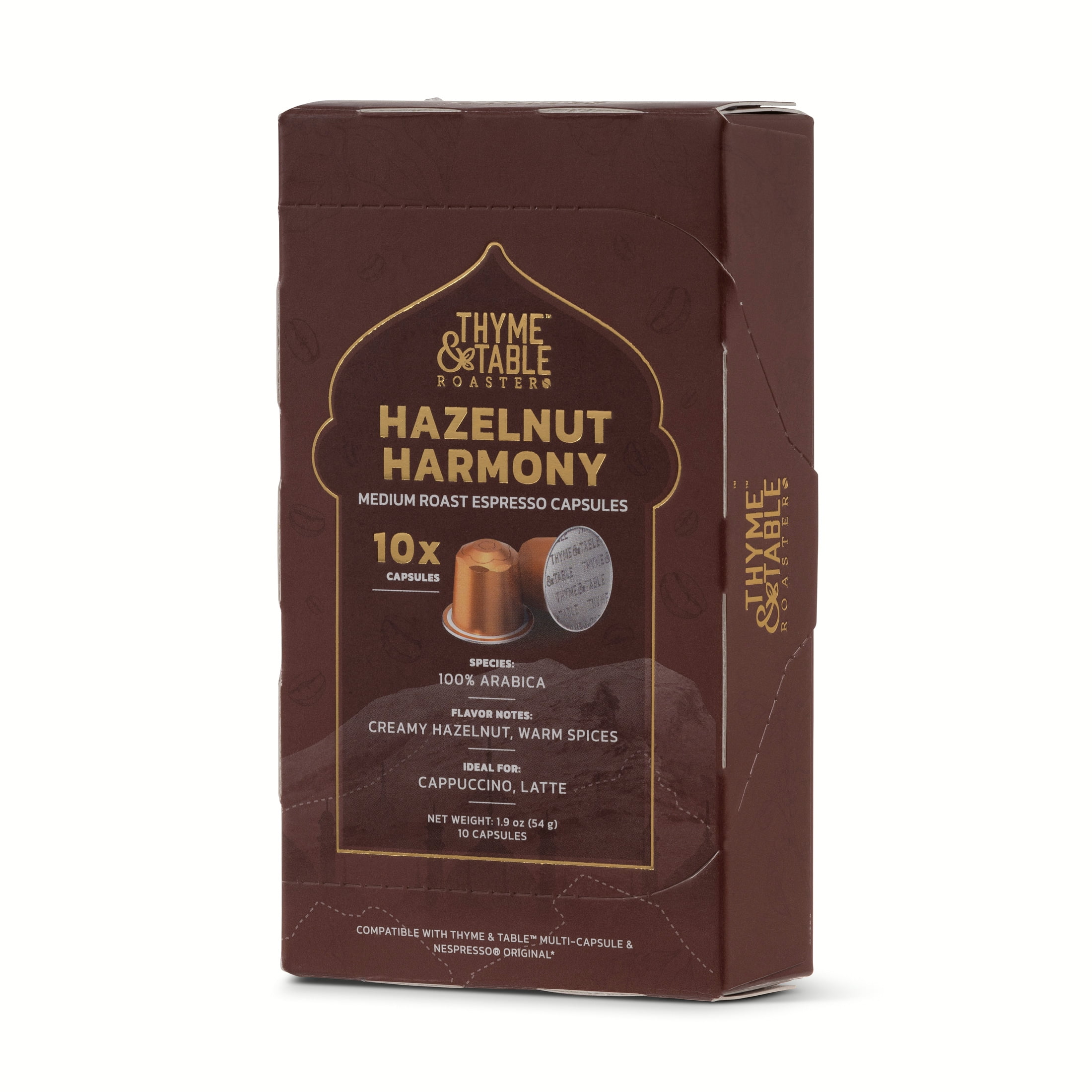Thyme Table Espresso Capsules Hazelnut Medium Roast Compatible