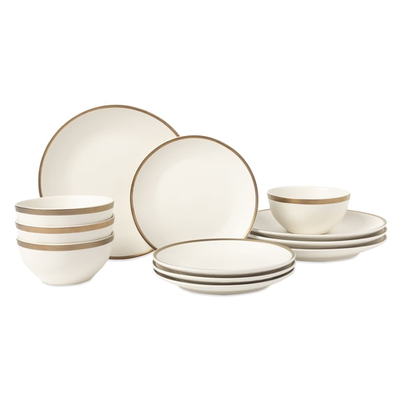 Thyme & Table Everest 12-Piece Ceramic Dinnerware Set Off-White