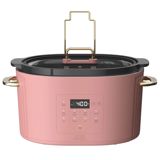 Thyme & Table 6QT Programmable Slow Cooker, Faded Rose