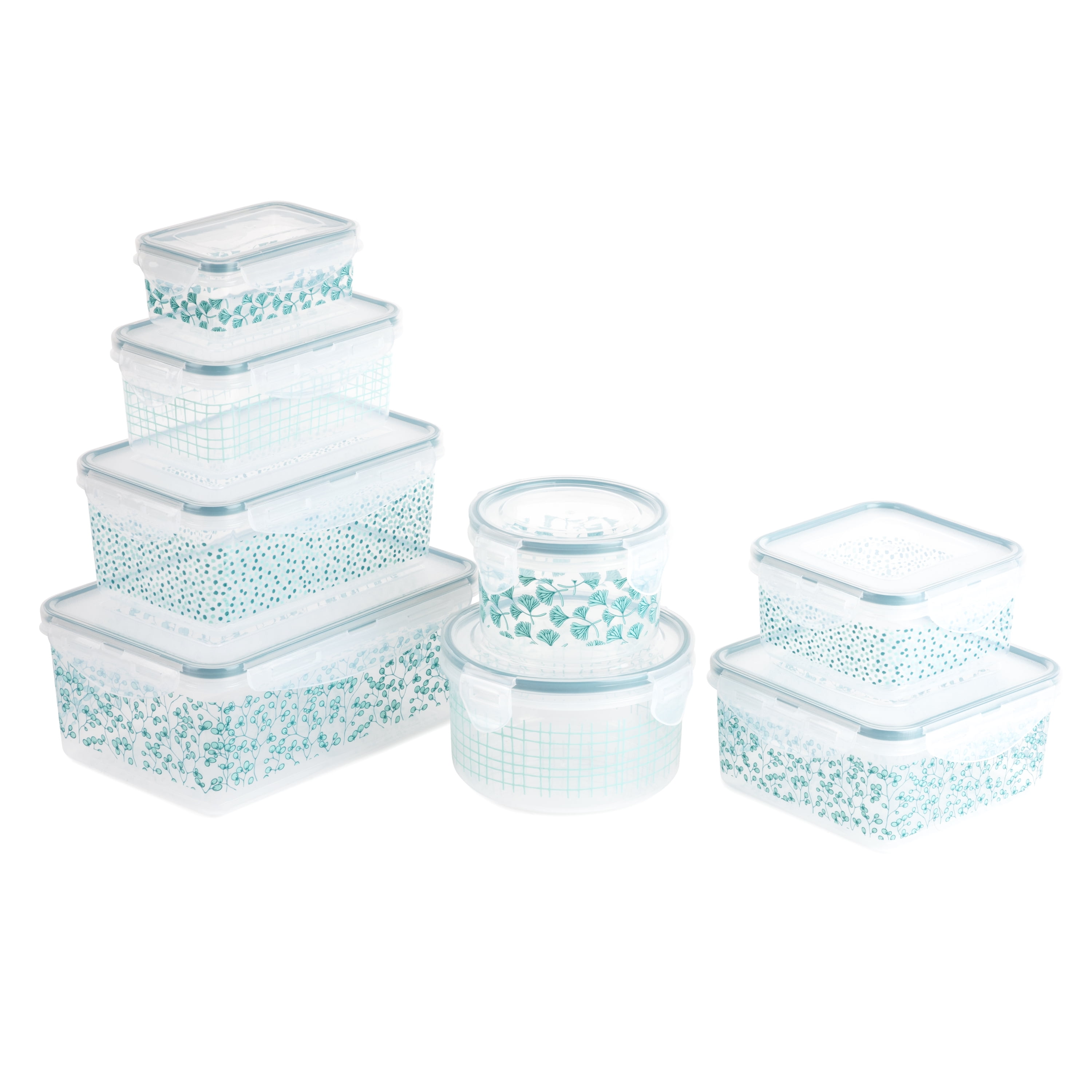 Thyme & Table Food Storage Set, 16Piece, Green Floral