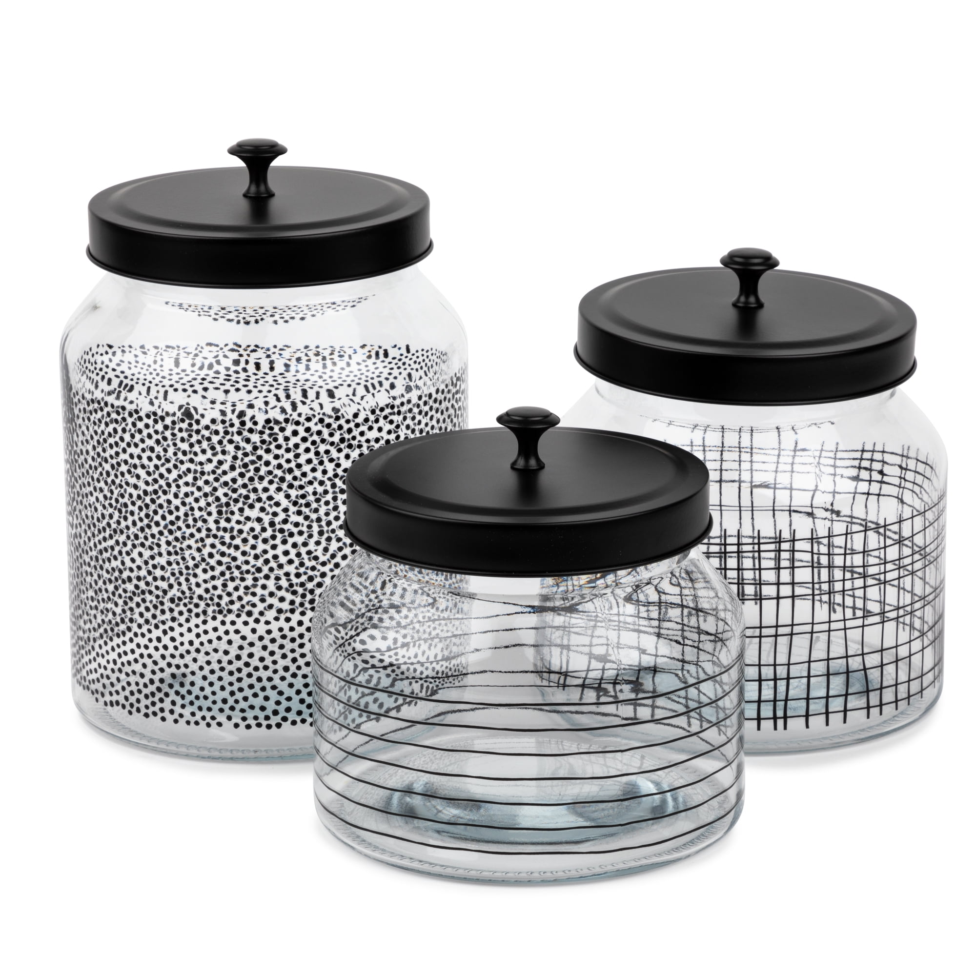 Thyme \u0026 Table Geometric Glass Food Storage Jars, 3-Piece Set, image size:2000x2000