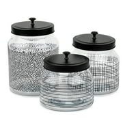 Thyme & Table 3-Piece Geometric Glass Food Storage Jars with Matte Black Lids
