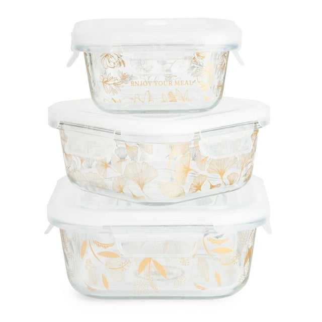 Thyme & Table Glass Storage, Gold, 6Piece Set