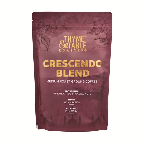 Thyme & Table Ground Coffee, Medium Roast, Crescendo Blend