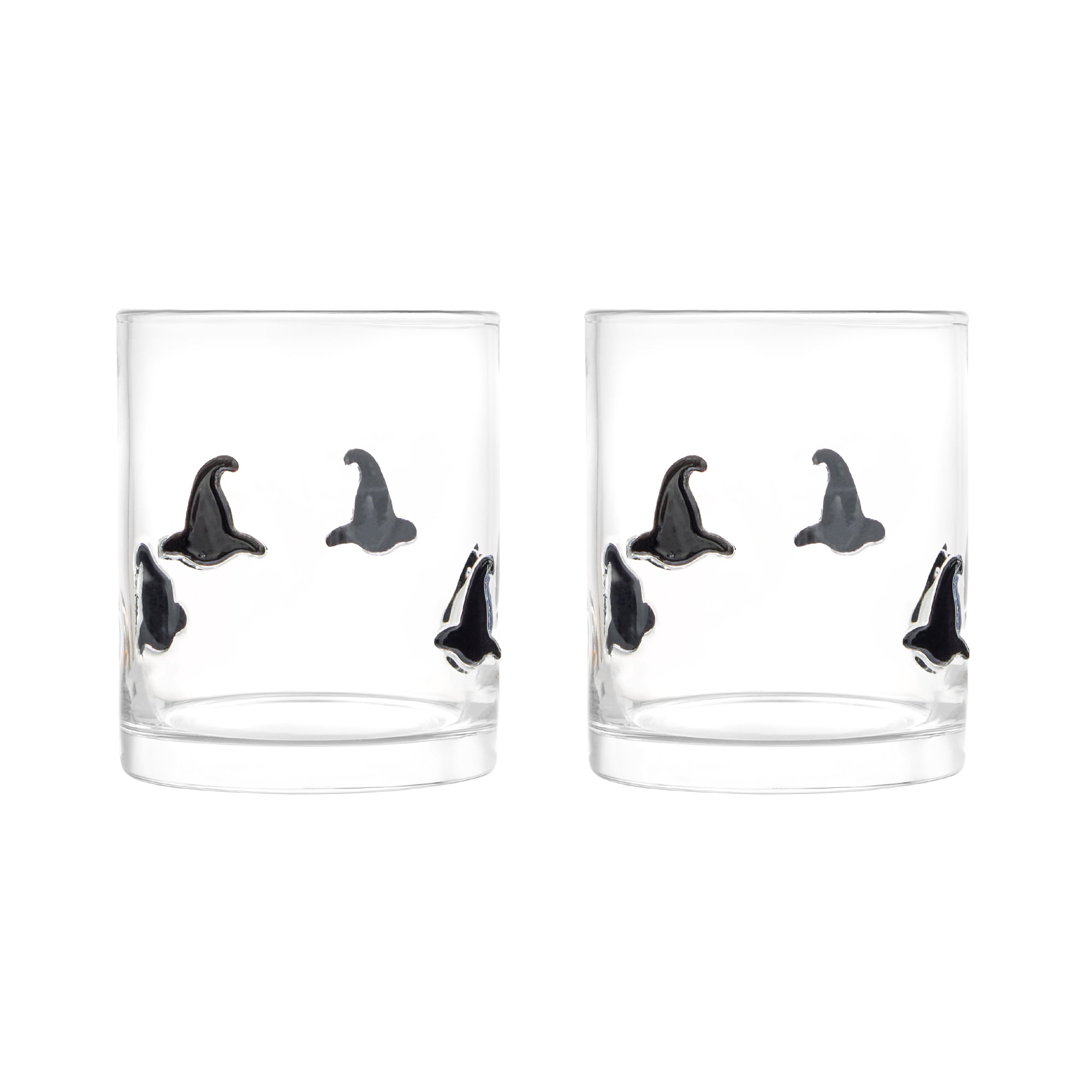 Thyme & Table 12 fl oz Halloween Black Witch Hat Charm Drinking Glasses, Set of 2