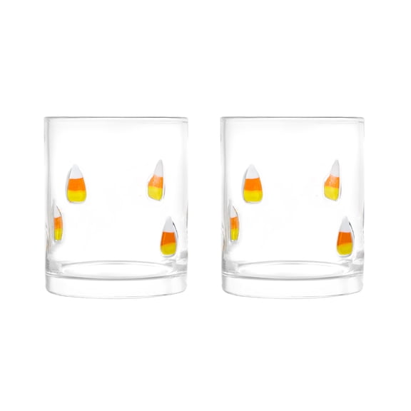 Thyme & Table 12 fl oz Halloween Candy Corn Charm Drinking Glasses, Set of 2