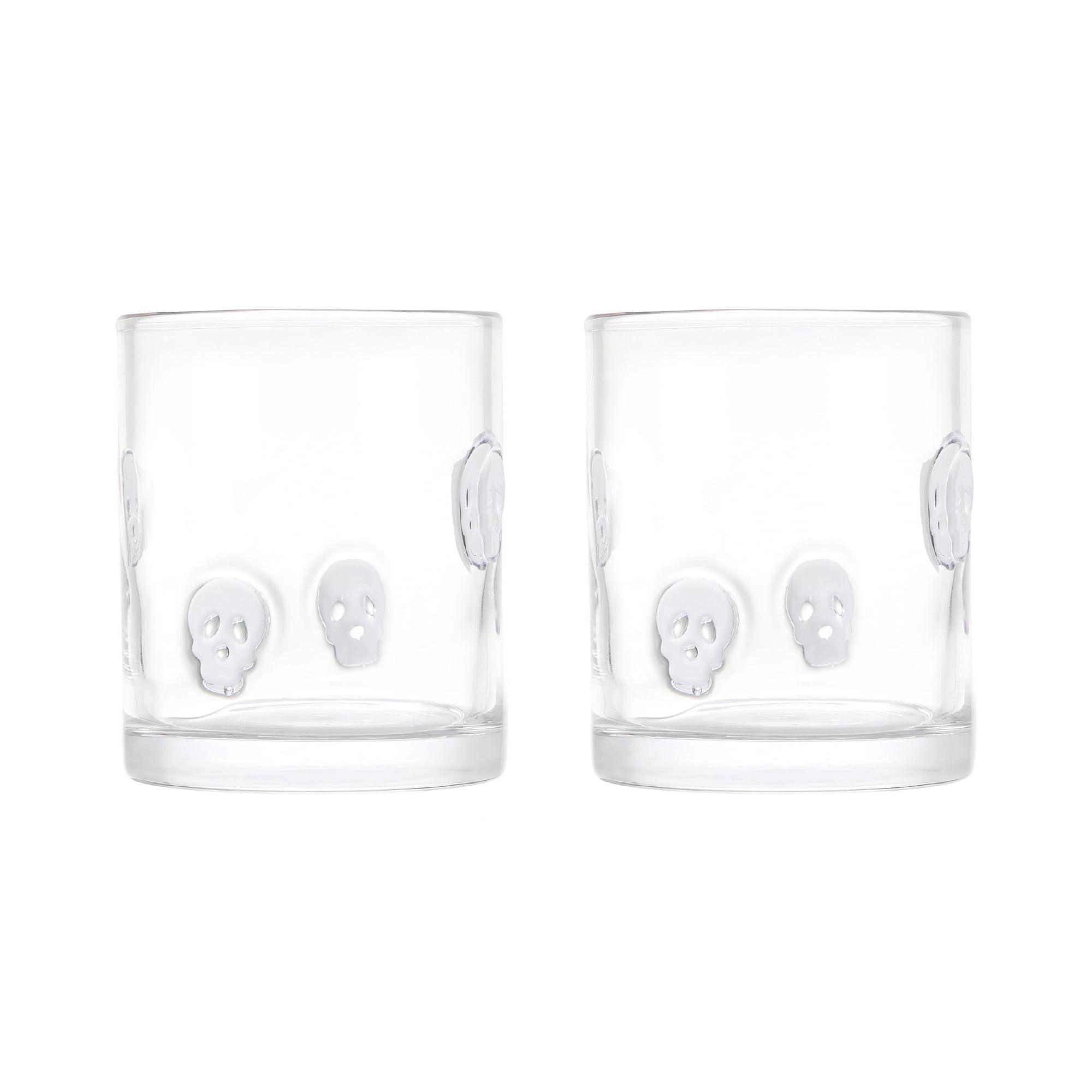 Thyme & Table 12 fl oz Halloween White Skull Charm Drinking Glasses, Set of 2
