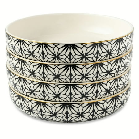 Thyme & Table Holiday Snowflake 4-Pack Ceramic Low Bowls Set – Cream