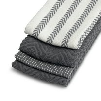 Thyme & Table Kitchen Towels, Gray and White, 4 Pack Set