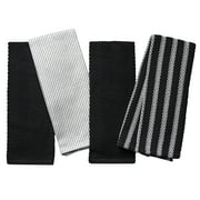 Thyme & Table Kitchen Towels, White and Black, 4 Pack Set