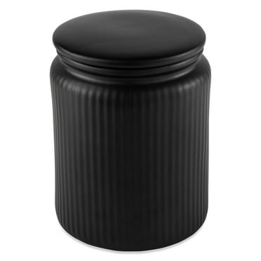 Thyme & Table Large (1.9 L) Ceramic Ribbed Kitchen Organization Jar, Black