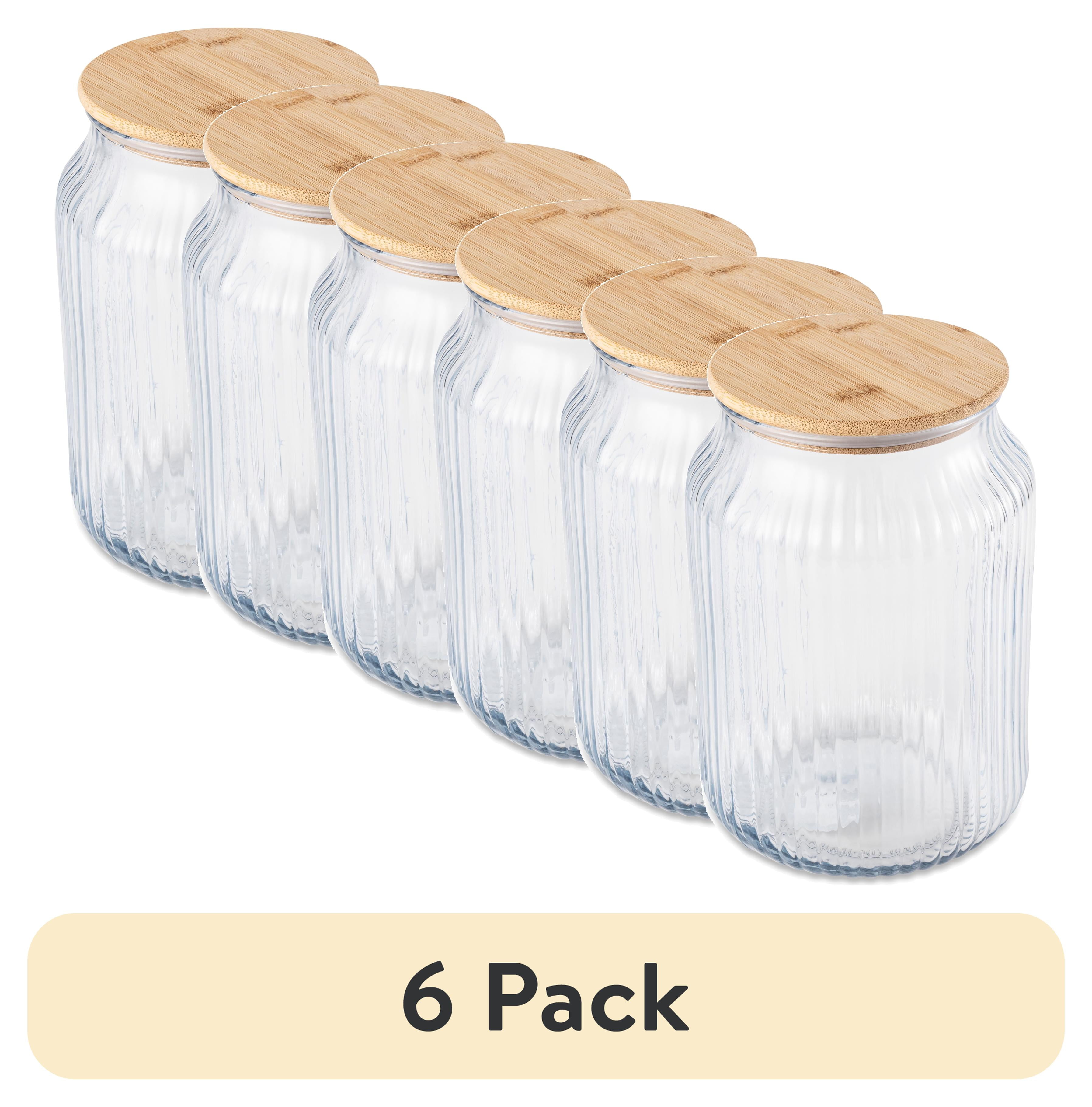 (6 pack) Thyme & Table Large (3 L) Ribbed Glass Kitchen Organization ...