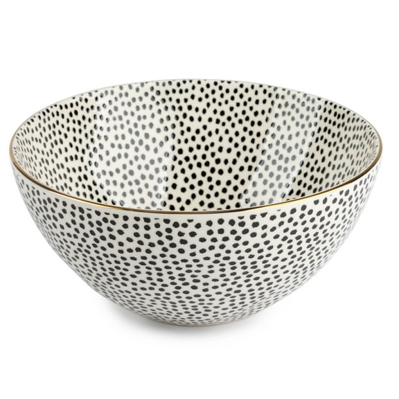 Thyme & Table Dot Large Ceramic Bowl Black and White