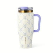 Thyme & Table Luna 32 oz Stainless Steel Tumbler with Handle and Dual Straw Lid, Bow Lattice